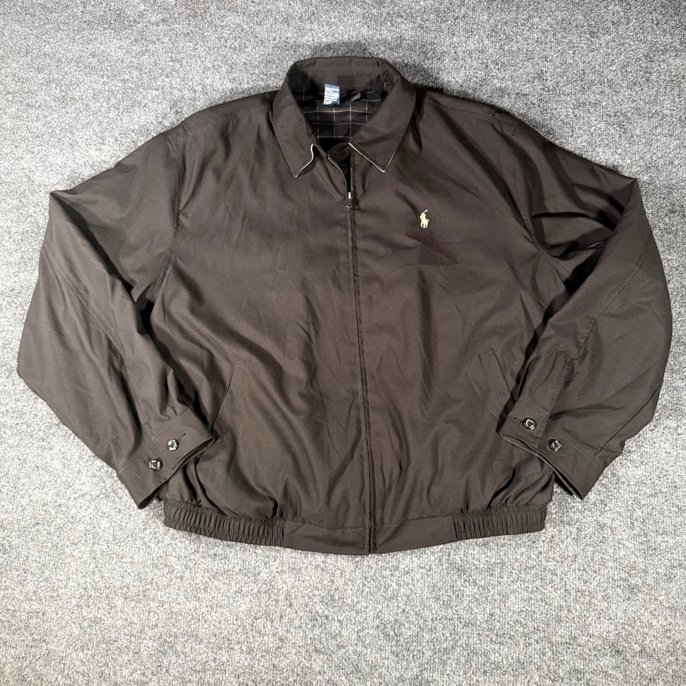 Polo Ralph Lauren Harrington Bomber Jacket Mens XL Black Plaid Lined